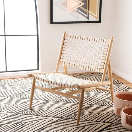 SAFAVIEH Soleil Accent Chair; White & Natural - 26 x 31.5 x 30.7 in. ACH1001A